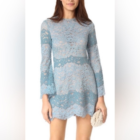 WAYF Dreamlover Lace Dress Womens sz large bell sleeves fully lined medi - Picture 14 of 15